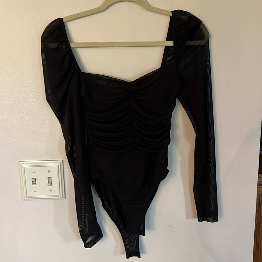 Princess Polly Mesh Bodysuit, Black, Size 6